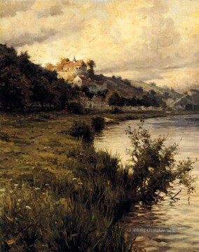  Aston Malerei - Hilltop Chateau Landschaft Louis Aston Knight Fluss